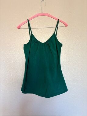 VTG Forever 21 Dark Green Teal Spaghetti Strap Scoop Tank Top 95% Cotton Y2K